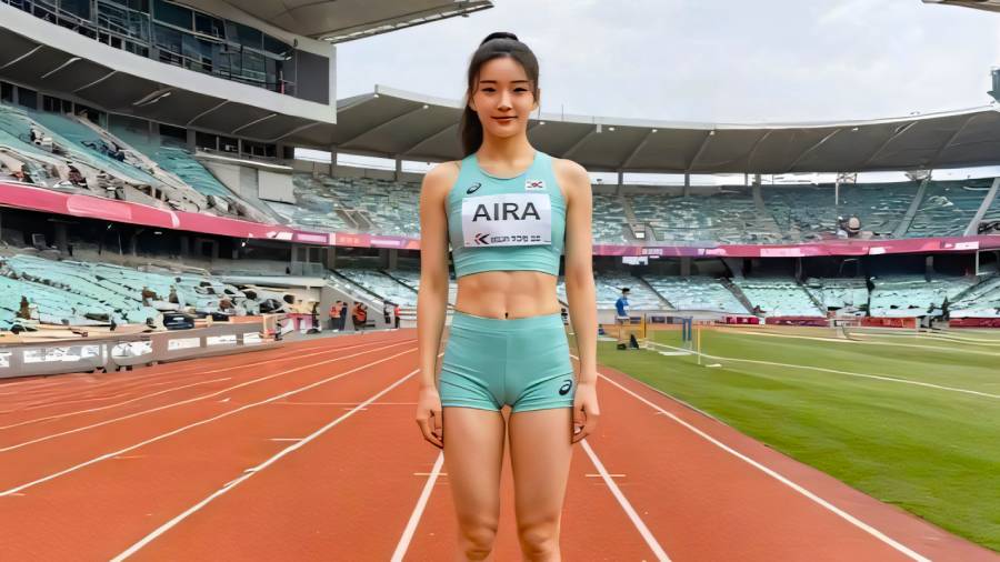 Sprinter posing on the track pre-race